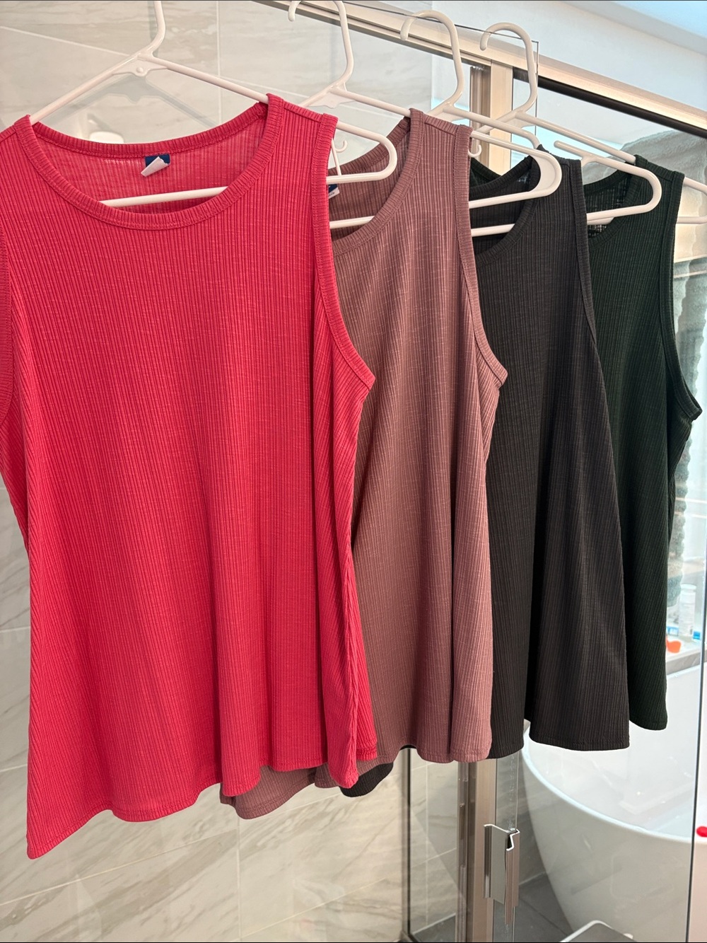 Women’s Ribbed Tank Top - pinkRed, Mauve, gray, Dark Green